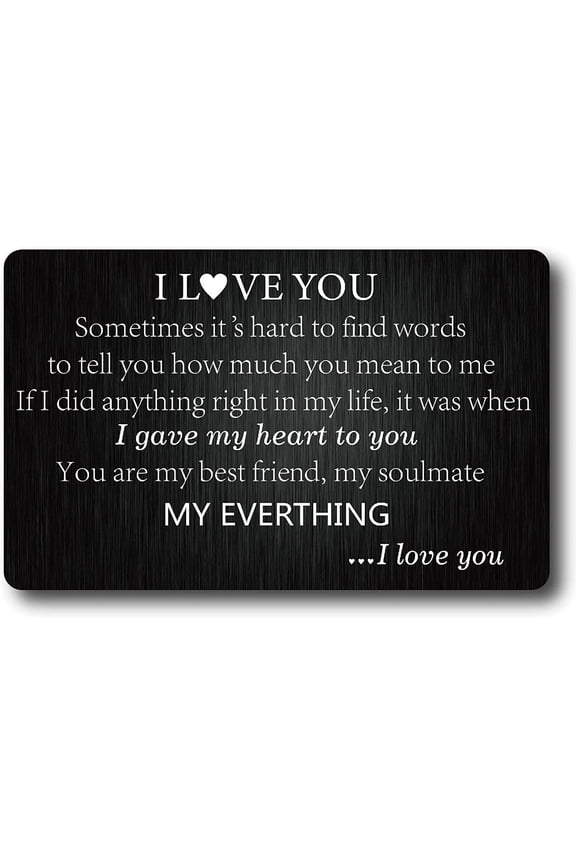 I Love You Wallet Insert Card Engraved Wallet Insert Metal Wallet Card Anniversary Romantic Mini Love Notes Gift For Men Husband Boyfriend Fiance Valentine Day Wedding Birthday Christmas