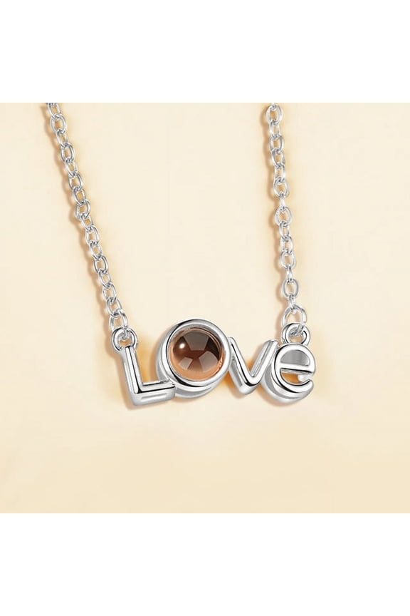 I Love You in 100 Languages Projection Silver Plated Necklace