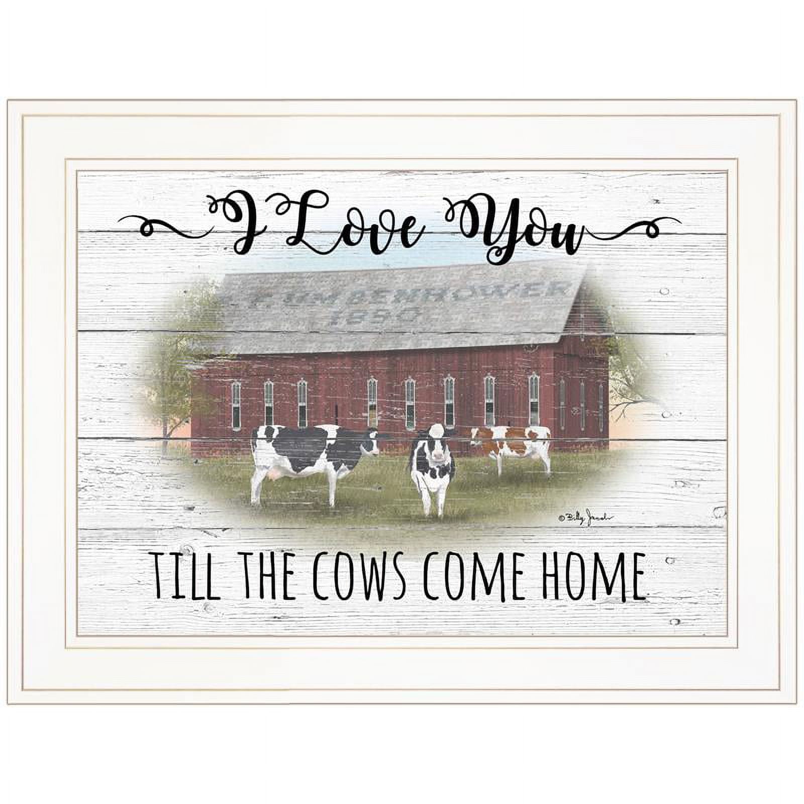I Love You Till the Cows Come Home White Framed Canvas Print