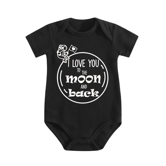 I Love You to The Moon And Back - Baby Clothes - Funny Newborn Bodysuit Outfits for Boys And Girls Black-style 6-9M