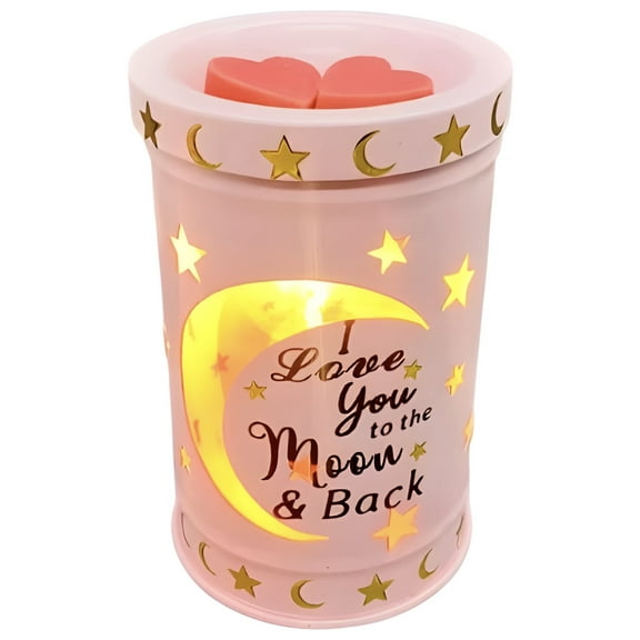 I Love You to The Moon & Back Light Pink Wax Melt Warmer for Fragrance Cubes and Tarts Valentines Gift