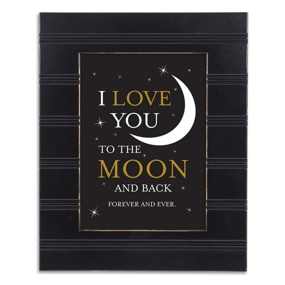 I Love You to The Moon and Back Black 8 x 10 Beaded Board Picture Frame Plaque