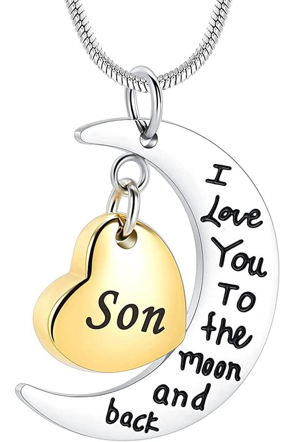 I Love You to The Moon and Back Cremation Urn Necklace for Ashes Keepsake Pendant For Dad/Daughter/Mom/Son