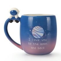 I Love You to the Moon and Back Ceramic Mug with Handle, 16 Ounce Large Coffee Tea Cup Mugs Mom Gift