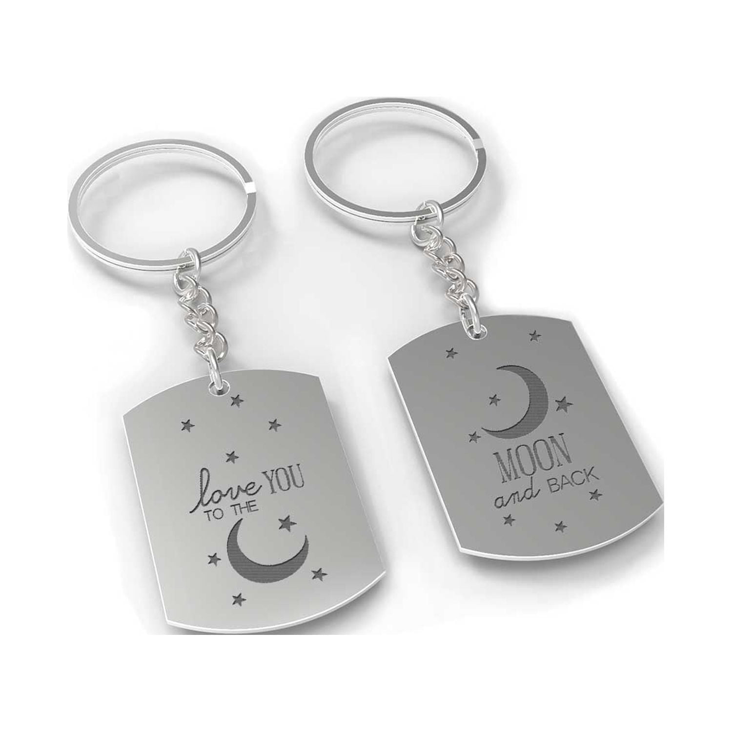 I Love You to the Moon and Back Couple Key Chain Set His and