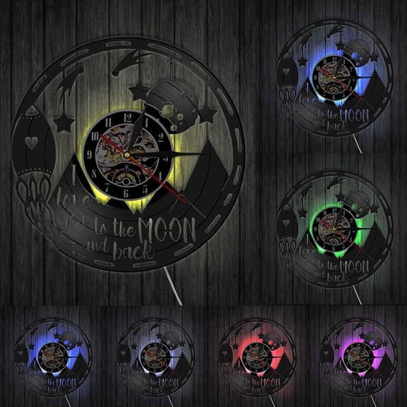 I Love You to the Moon and Back Wall Clock Nursery Quote Sign Valentines Day Vinyl Record Clock Couple Anniversary Lovers Gift