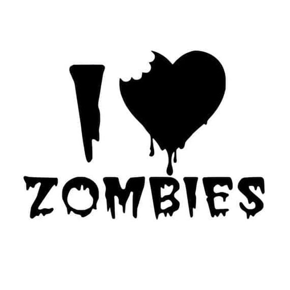 I Love Zombies Heart Bleeding Decal Sticker | 6.5-Inches By 4.5-Inches | Black Vinyl