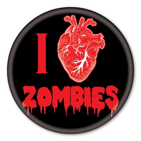 I Love Zombies (black) Circle Button with Pin Back