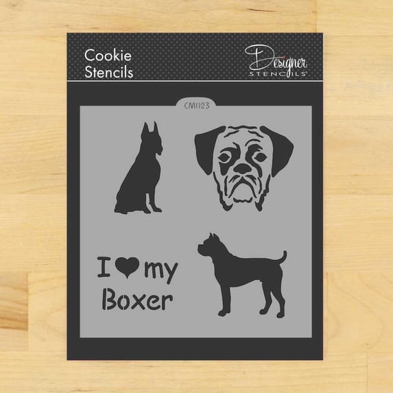I Love my Boxer Cookie and Craft Stencil by Designer Stencils