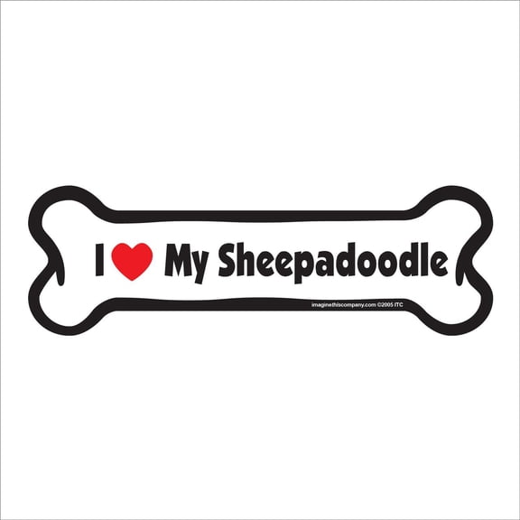 I Love my Sheepadoodle Bone Magnet