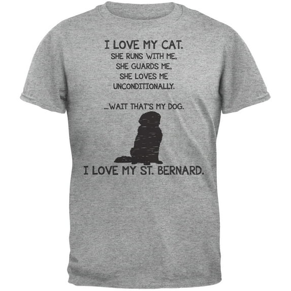 I Love my St. Bernard Girl Heather Grey Adult T-Shirt - Large