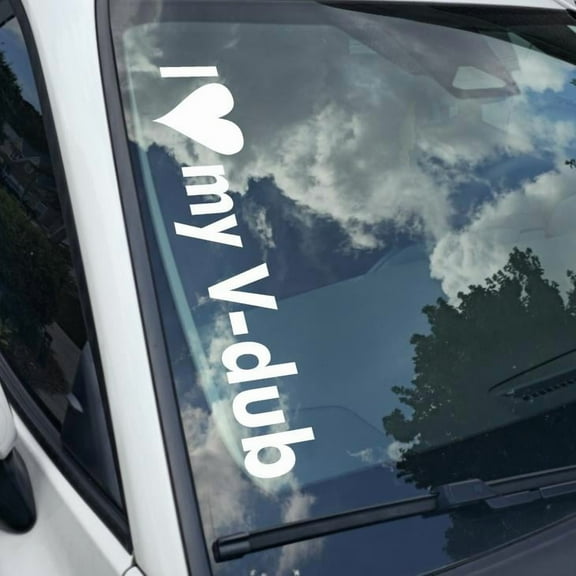 I Love my V-dub Vinyl Decal Sticker Bumper Window UV & Water Resistance Banner 21" perfect fit for windshield Low life