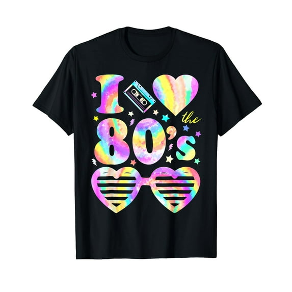 I Love the 80's I Heart The 80s Tie Dye Colorful 90's T-Shirt