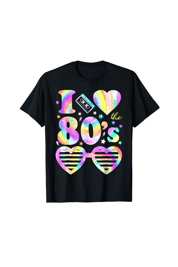 I Love the 80's I Heart The 80s Tie Dye Colorful 90's T-Shirt