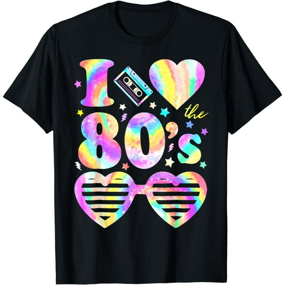 I Love the 80's I Heart The 80s Tie Dye Colorful 90's T-Shirt