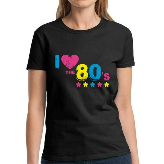 I Love the 80's Vintage Stars Shirt for Women - S M L XL 2XL 3XL Retro Costume 80s Graphic Tee - T-Shirt 80s Party Tee Gift