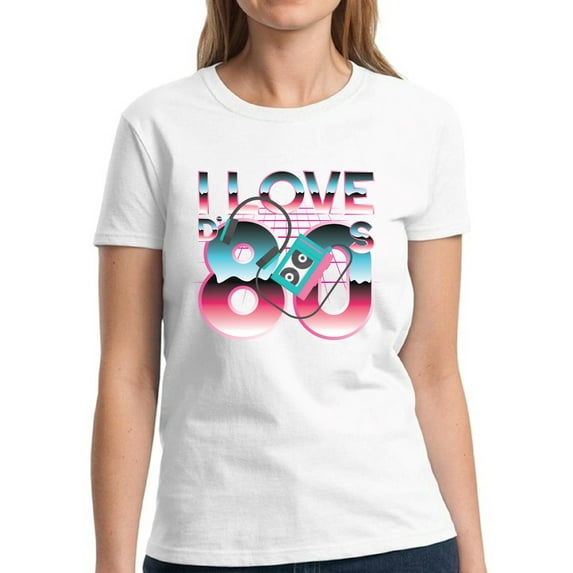 I Love the 80s Headphones Shirt for Women - S M L XL 2XL 3XL Retro Costume 80s Graphic Tee - T-Shirt 80s Party Tee Gift