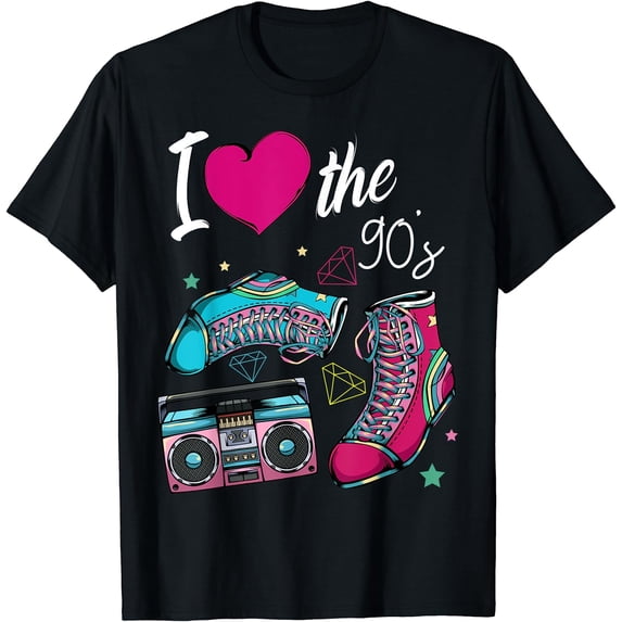 I Love the 90s 1990 Nineties Music Party Vintage Retro Funny T-Shirt
