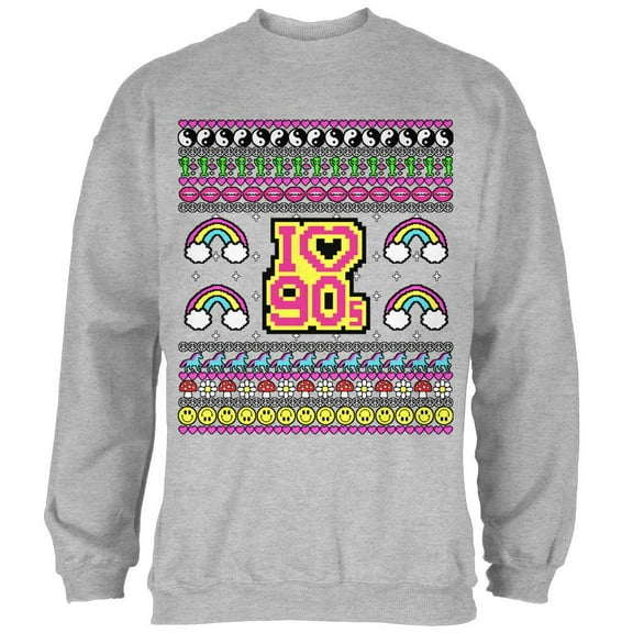 I Love the 90s Retro Nostalgia Ugly Christmas Sweater Mens Sweatshirt Heather MD
