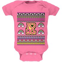 I Love the 90s Retro Nostalgia Ugly Christmas Sweater Soft Baby One Piece Raspberry 12-18 M