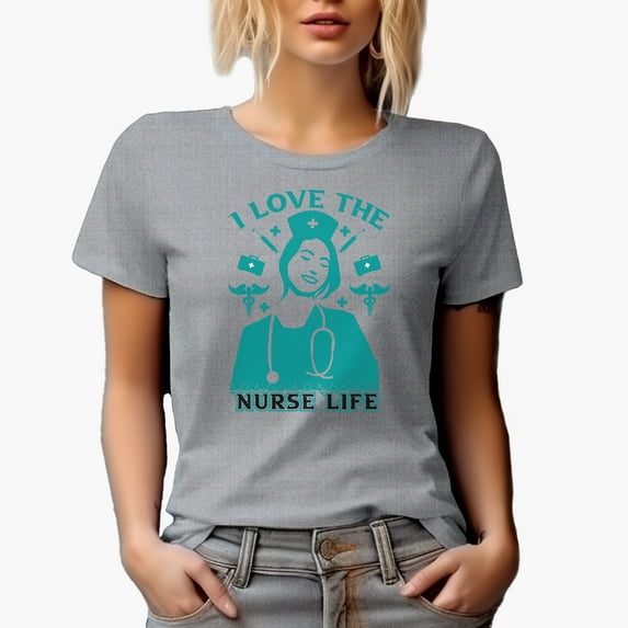 I Love the Nurse Life, Nurses Week, Heather Grey T-Shirt, 3XL