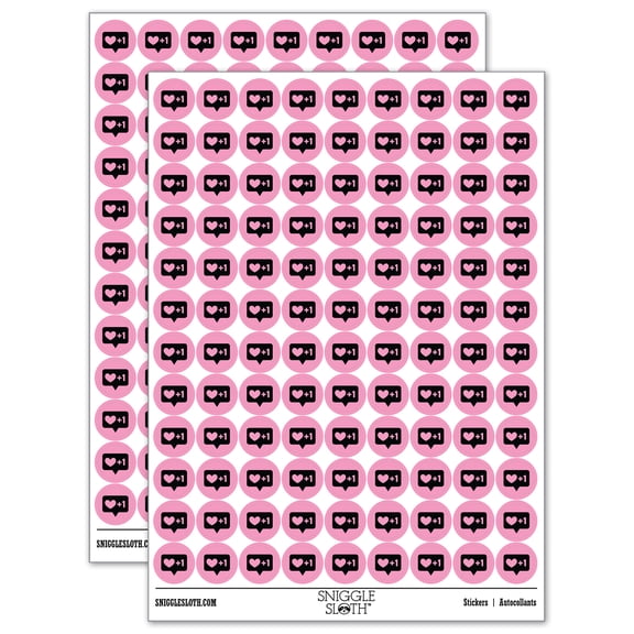 I Love this Bubble Heart Plus One 1 Round Sticker Set - Light Pink - Gloss Finish - 0.50" Size