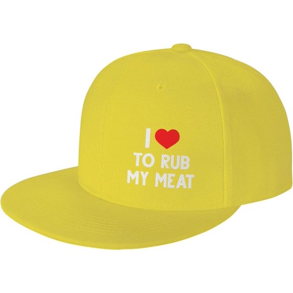 I Love to Rub My Meat Hat Snapback Baseball Cap Funny Flat Brim Visor Hats for Men Women