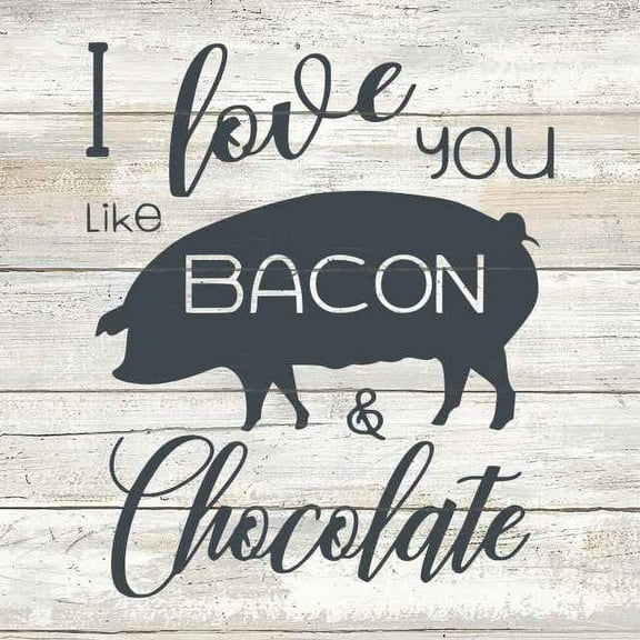 I Love you like Bacon Rustic Looking Inspiration White Wood Sign Wall Décor Gift 8 x 8 Wood Sign B3-08080062017