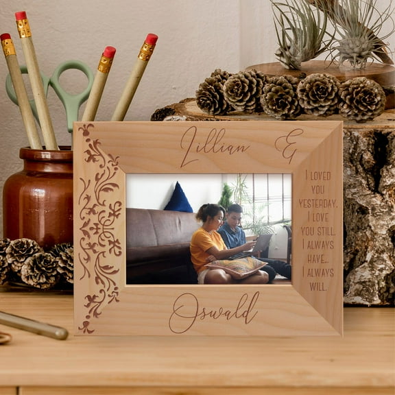 I Loved You Yesterday I Love You Still Personalized Wooden Frame-5" x 3 1/2" Brown Horizontal
