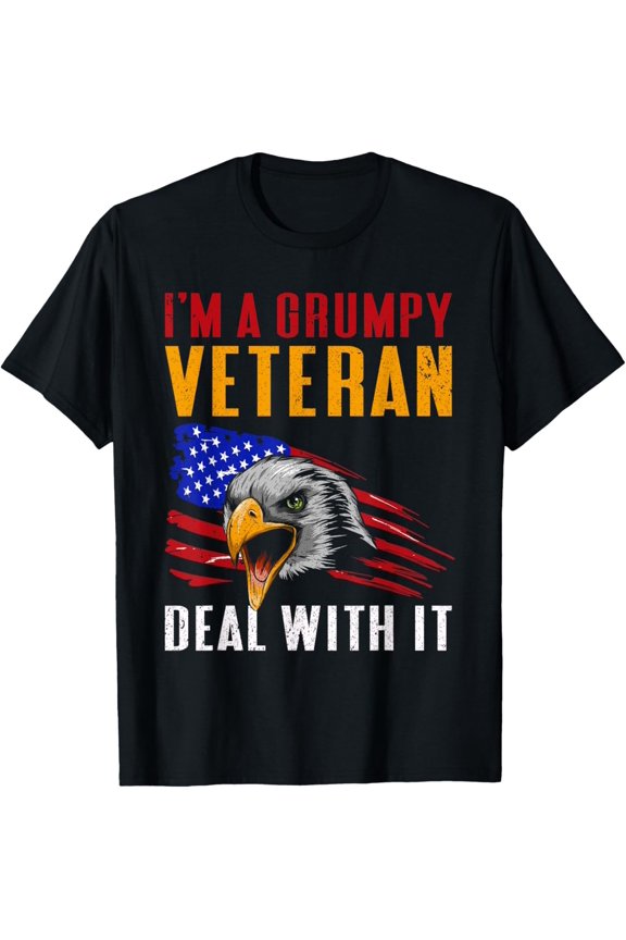 I'M A Grumpy Deal With It Usa Proud American T-Shirt