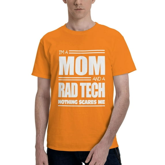 I'M A Mom And A Rad Tech Nothing Scares Me T-Shirt-Mother'S Day Gift Men'S Basic Short Sleeve T-Shirt Orange 3x-Large