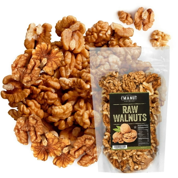 California Raw Shelled Walnuts-16 oz-Halves and Pieces-No PPO Non GMO Batch Tested Peanut and Gluten Free Kosher Vegan I'M A NUT