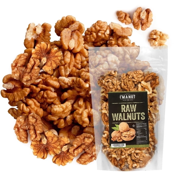 California Raw Shelled Walnuts-16 oz-Halves and Pieces-No PPO Non GMO Batch Tested Peanut and Gluten Free Kosher Vegan I'M A NUT
