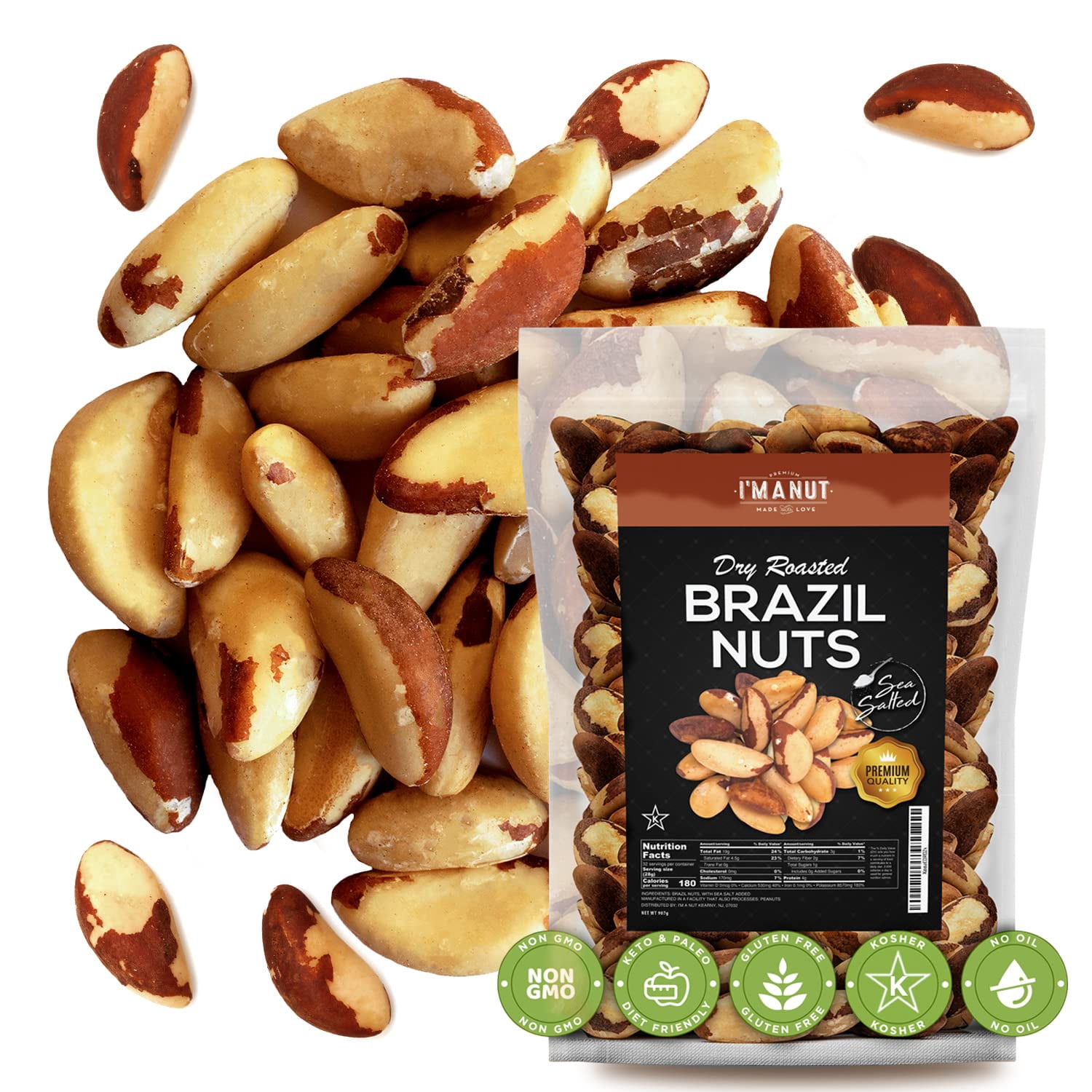 I'M A NUT Dry Roasted Brazil Nuts, Sea Salted, 3 lbs