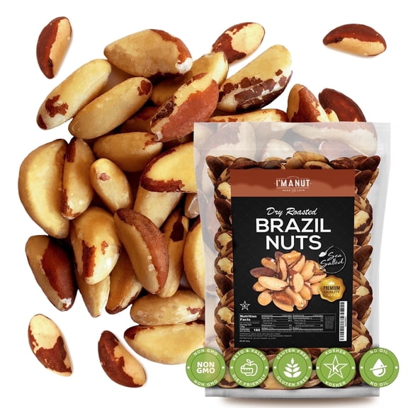 I'M A NUT Dry Roasted Brazil Nuts-Sea Salted-No Oil No Herbicides or Pesticides Non GMO No PPO Kosher 64 oz