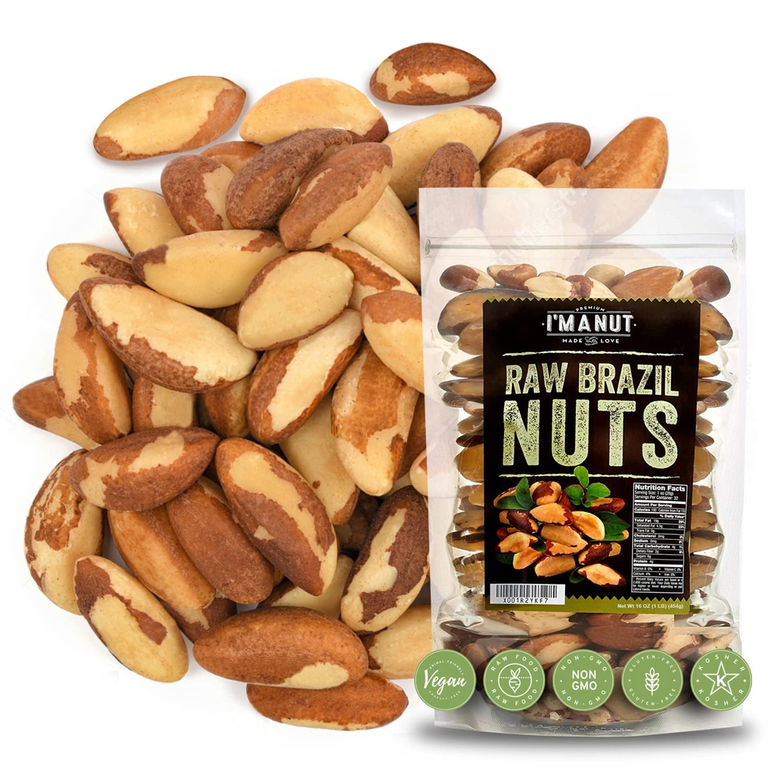 I'M A NUT Raw Brazil Nuts Distinct and Superior to Natural No Herbicides or Pesticides No PPO Non GMO-16 oz