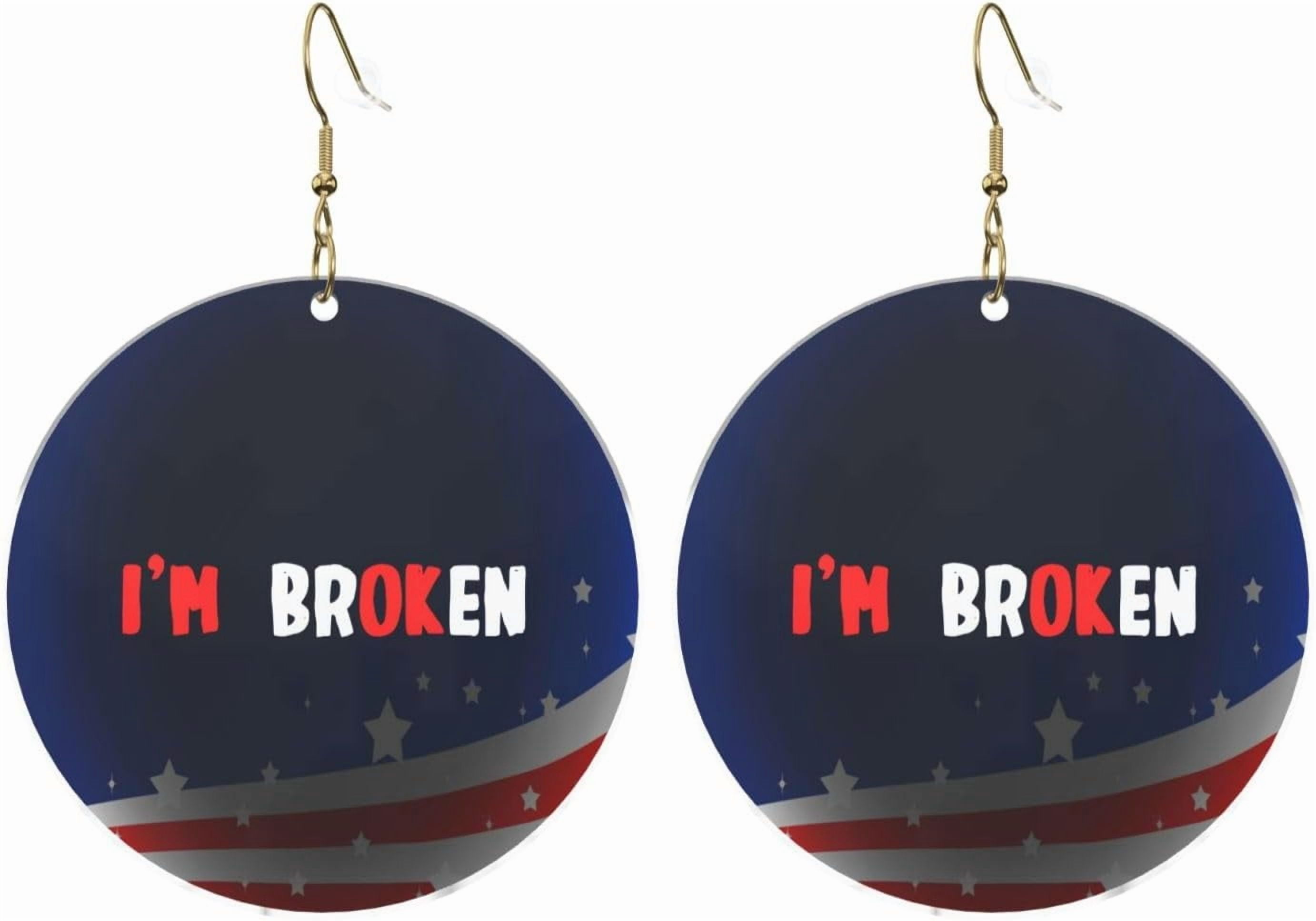 I'M Broken Professional Stylish Round Acrylic Earrings Lightweight Versatile For All Occasions[v472]