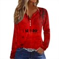 I'M Fine Bloody Shirt Women, Problem Solved Print Long Sleeve TShirt
