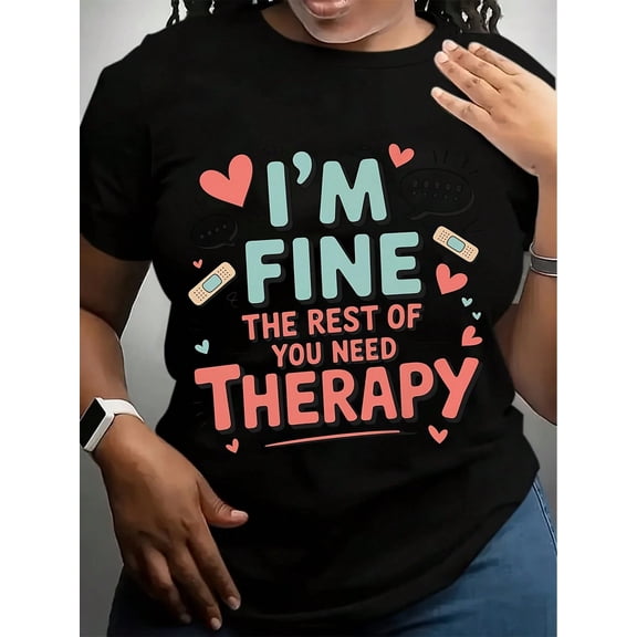 I'M Fine Others Need The Cartoon Animal Short-Sleeved T-Shirt Is Suitable For Office Casual Wear And Is Full Of