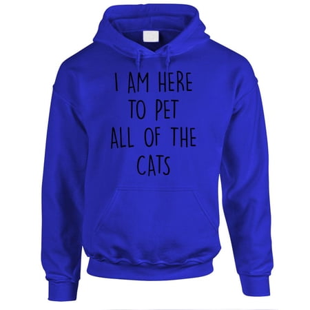 I'M HERE TO PET ALL THE CATS - Fleece Pullover Hoodie, Royal, 3XL