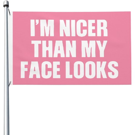 I'M Nicer Than My Face Looks Flag 3x5 Ft Outdoor Garden Flags Party Banner With 2 Grommets, Black