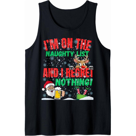 I'M On The Naught List Christmas T Shirt For Adults Tank Top Size S-3XL