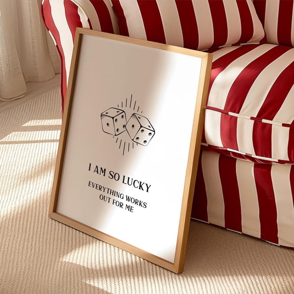 I'M So Lucky Print, Vintage Dice Positive Affirmation Print Home Decor #937, Unframed Poster Size 24x36