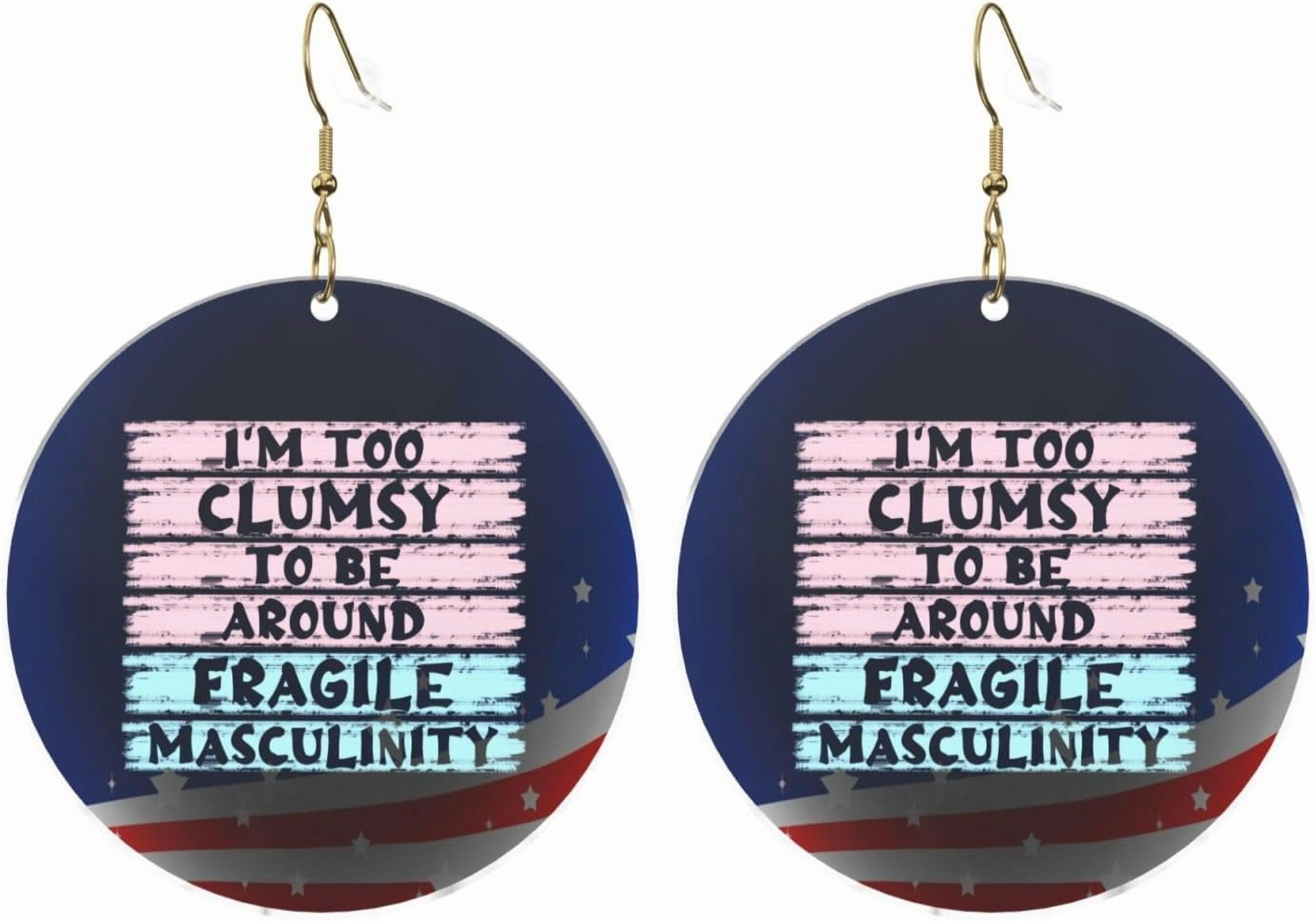 I'M Too Clumsy To Be Arounds Fragiles Masculinity Chic Round Acrylic Earrings Lightweight Versatile For All Occasions[m613]