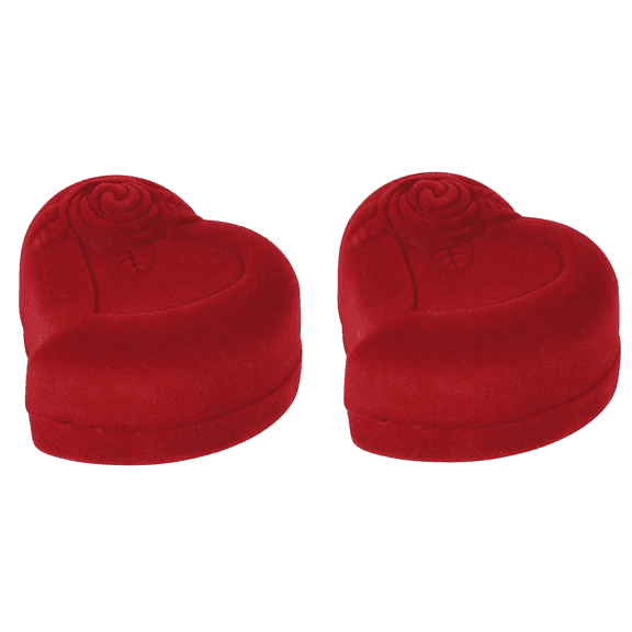 I-MART 2 Pack Heart Shaped Red Rose Ring Box, Earring Box, Earring Gift Box, Ring Case