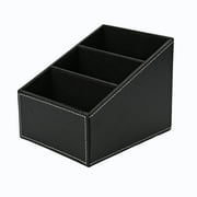 I-MART PU Leather Remote Control Holder Organizer with 3 Compartments, Stylish TV Remote Holder Caddy for Desk Nightstand Coffee Table and Media Accessory Storage Black