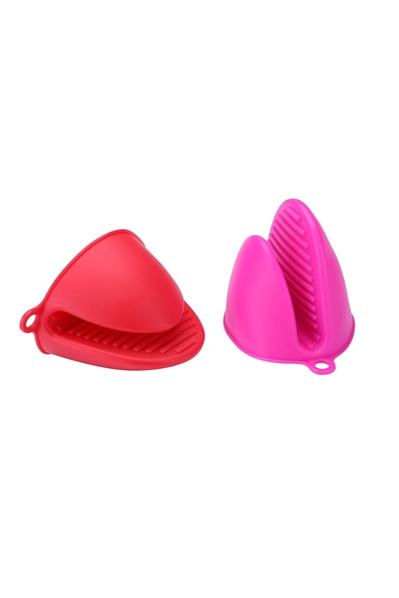 Red & Pink Pinch Silicone Oven Mitts (2 Count)