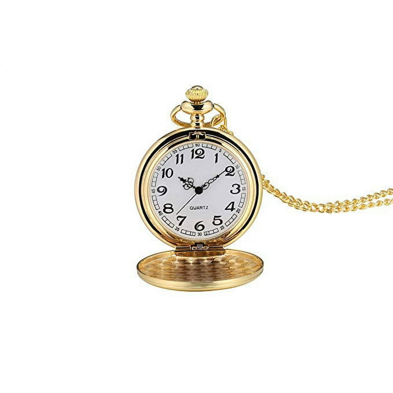 Antique Smooth Vintage Pocket Watch with Chain for Men