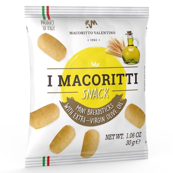 I Macoritti Italian Mini Breadsticks Snack with Extra Virgin Olive Oil Crispy Short Grissini Bites Authentic Mediterranean Appetizer 1.06oz Individual Bags Pack of 70