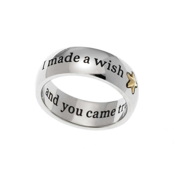 I Made a Wish Star Engraved Gold-Plated Ring - Romantic Jewelry Gift for Her or Him size 5